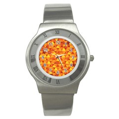 Background Triangle Circle Abstract Stainless Steel Watch by Bajindul
