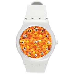 Background Triangle Circle Abstract Round Plastic Sport Watch (m) by Bajindul