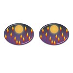 Night Moon Flora Background Cufflinks (Oval) Front(Pair)