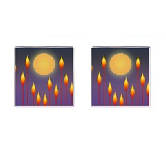 Night Moon Flora Background Cufflinks (square) by Bajindul
