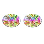 Music Abstract Sound Colorful Cufflinks (Oval) Front(Pair)