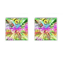 Music Abstract Sound Colorful Cufflinks (square) by Bajindul