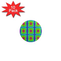 Groovy Yellow Pink Purple Square Pattern 1  Mini Magnet (10 Pack)  by BrightVibesDesign