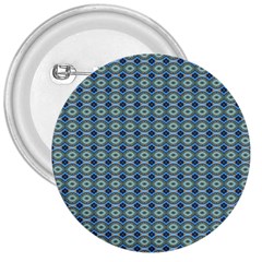 Ornate Oval  Pattern Blue Orange 3  Buttons by BrightVibesDesign