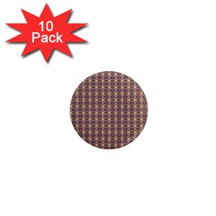 Ornate Oval Pattern Brown Blue 1  Mini Magnet (10 Pack)  by BrightVibesDesign
