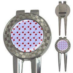 Kawaii Cherries Blue Pattern 3-in-1 Golf Divots by snowwhitegirl