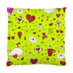 Valentin s Day Love Hearts Pattern Red Pink Green Standard Cushion Case (one Side) by EDDArt
