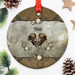 Awesome Mechanical Skull Ornament (round) by FantasyWorld7