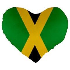 Jamaica Flag Large 19  Premium Flano Heart Shape Cushions by FlagGallery