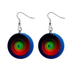 Fractal Spiral Curve Helix Mini Button Earrings by Pakrebo