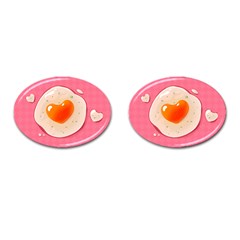 Omelette Heart Pink Valentine Cufflinks (oval) by Bajindul