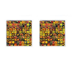 Color Abstract Artifact Pixel Cufflinks (square) by Pakrebo