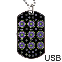 Lilies And Decorative Stars Of Freedom Dog Tag Usb Flash (one Side) by pepitasart