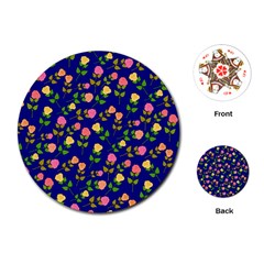 Flowers Roses Blue Playing Cards Single Design (round) by Bajindul