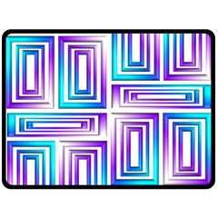 Geometric Metallic Aqua Purple Double Sided Fleece Blanket (large)  by HermanTelo