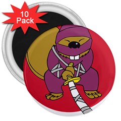 Ninja Beaver Animal Humor Joke 3  Magnets (10 Pack)  by Sudhe