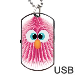 Bird Fluffy Animal Cute Feather Pink Dog Tag Usb Flash (two Sides) by Sudhe