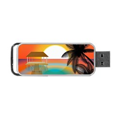 Sunset Beach Beach Palm Ocean Portable Usb Flash (one Side) by Simbadda