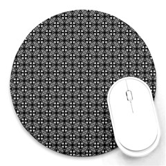 Pattern Background Black And White Round Mousepads by Simbadda