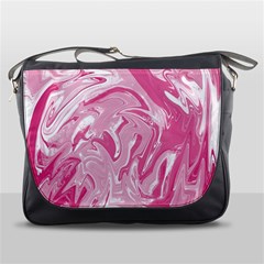 Marble Painting Texture Pattern Pink Messenger Bag by Simbadda