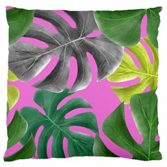 Tropical Greens Leaves Design Large Cushion Case (one Side) by Simbadda