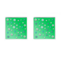 Snowflakes Winter Christmas Green Cufflinks (square) by HermanTelo
