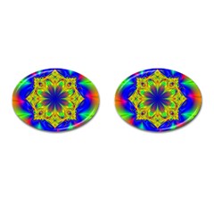 Digital Art Fractal Artwork Flower Cufflinks (oval) by Pakrebo