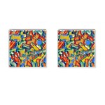 Colorful painted shapes                      Cufflinks (Square) Front(Pair)