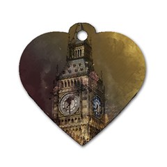 London Big Ben Building Dog Tag Heart (one Side) by Wegoenart
