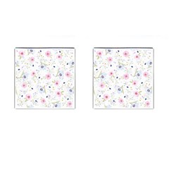 Pink Blue Flowers Pattern                        Cufflinks (square) by LalyLauraFLM
