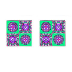 Purple Shapes On A Green Background                         Cufflinks (square) by LalyLauraFLM