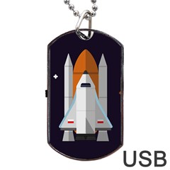 Rocket Space Universe Spaceship Dog Tag Usb Flash (one Side) by Pakrebo