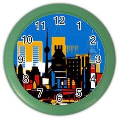 Architecture City House Window Color Wall Clock by Pakrebo