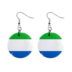 Sierra Leone Flag Map Geography Mini Button Earrings by Sapixe