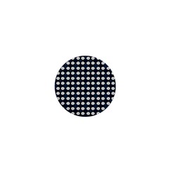 White Flower Pattern On Dark Blue 1  Mini Magnets by BrightVibesDesign