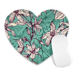 Vintage Floral Pattern Heart Mousepads by Sobalvarro