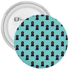 Nerdy 60s  Girl Pattern Aqua 3  Buttons by snowwhitegirl