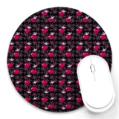 Cherries An Bats Black Round Mousepads by snowwhitegirl