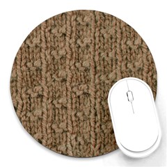 Knitted Wool Brown Round Mousepads by snowwhitegirl