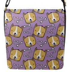 Corgi Pattern Flap Closure Messenger Bag (s) by Sudhe