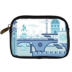 Blue City Building Fantasy Digital Camera Leather Case by Sudhe