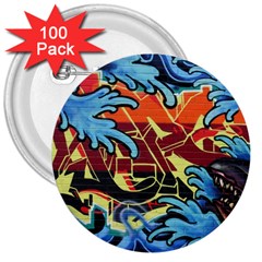 Graffiti Colourful Street Art Art 3  Buttons (100 Pack)  by Simbadda