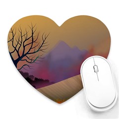 Landscape Illustration Nature Sky Heart Mousepads by Simbadda