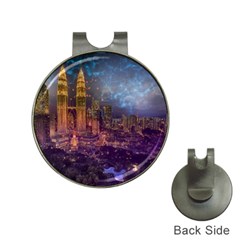 City Lights Skyline Buildings Hat Clips With Golf Markers by Simbadda