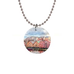 Architecture City Buildings River 1  Button Necklace by Simbadda