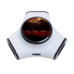 Water Drops Bubbles Macro Close Up Brown 3-port Usb Hub by Vaneshart