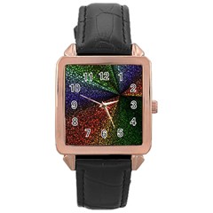 Abstract Colorful Pieces Mosaics Rose Gold Leather Watch  by Vaneshart