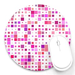 Background Square Pattern Colorful Round Mousepads by Simbadda