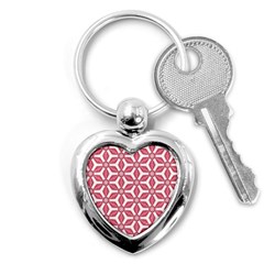 White Background Red Flowers Texture Key Chain (heart) by Simbadda