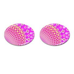 Digital Arts Fractals Futuristic Pink Cufflinks (oval) by Wegoenart